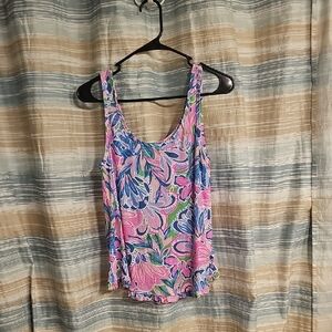 Lilly Pulitzer Ruffle PJ Tank Gecko Green Tiger Sunrise